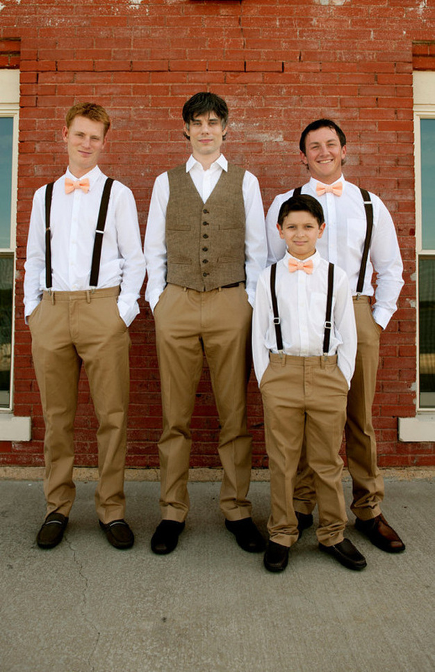 peach bow ties for groomsmen