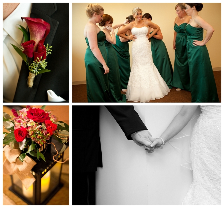 red and green wedding details