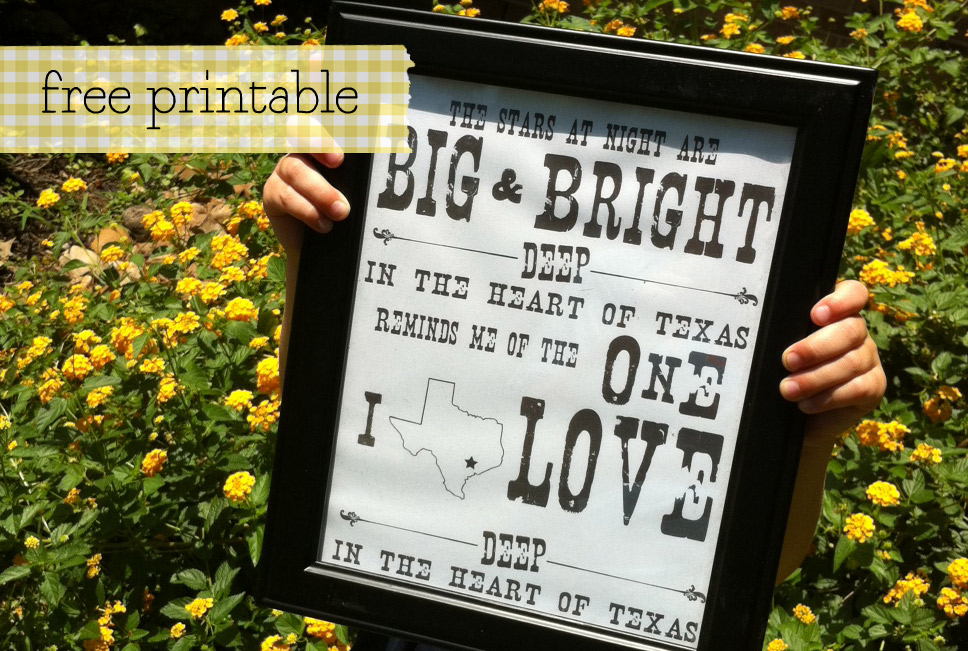 Free printable of Deep in the Heart of Texas