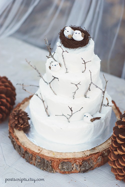 woodlands winter wedding cake