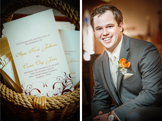 brown and coral wedding